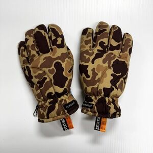VTG Wells Lamont Promark Heater Pocket Gloves Mens Large Woodland Duck Camo 70's